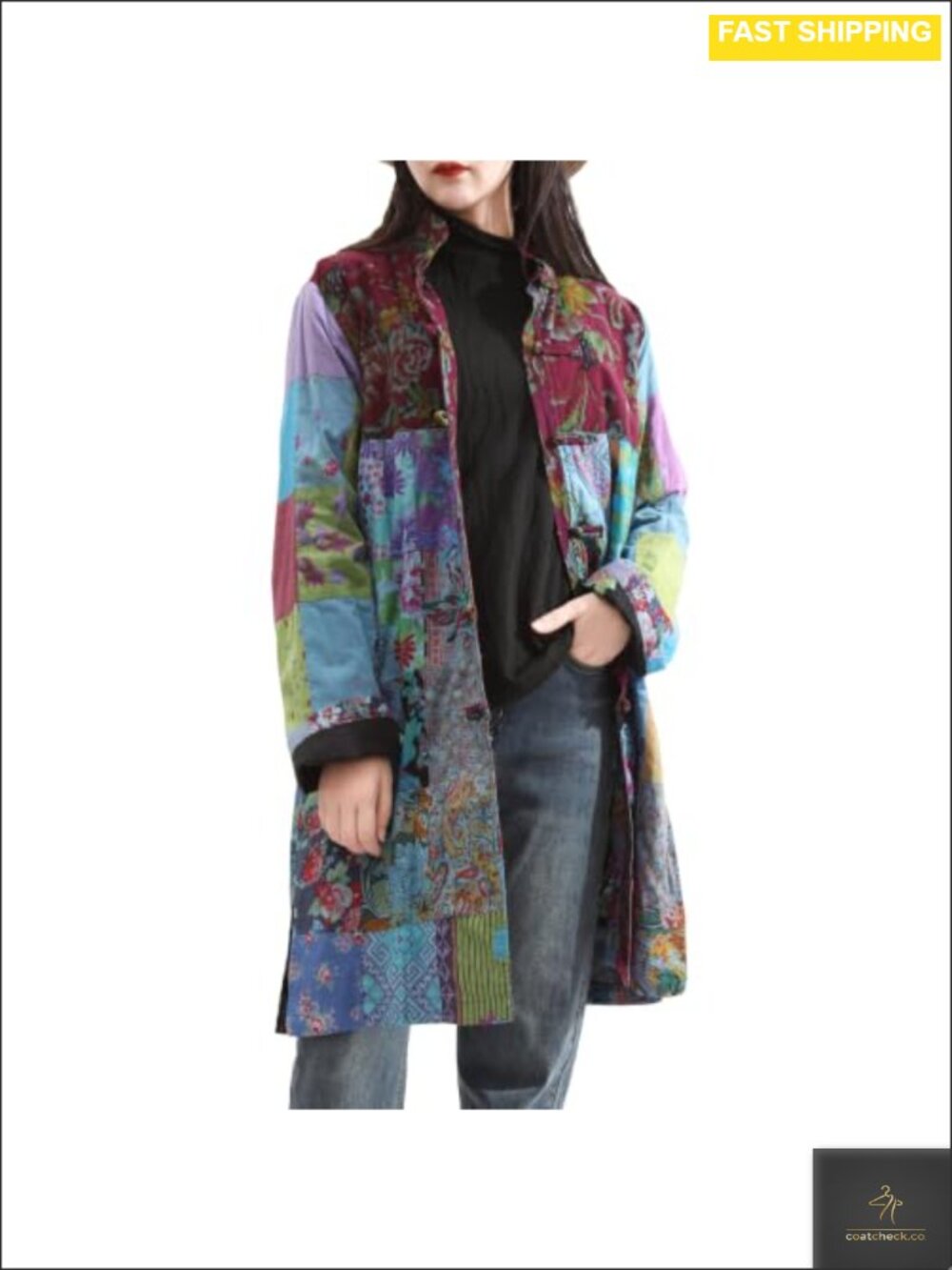 LZJN Boho Patchwork Jacket Women Lightweight Vintage Coat Handcrafted Spring
